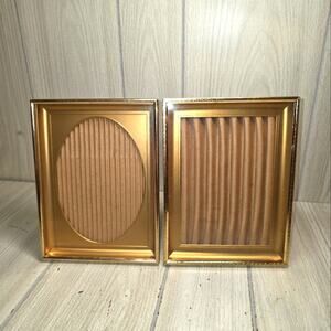 Vtg 5x7 Photo Frames Easle Gold Metal Oval Shadowbox Square Matt Style Gallery